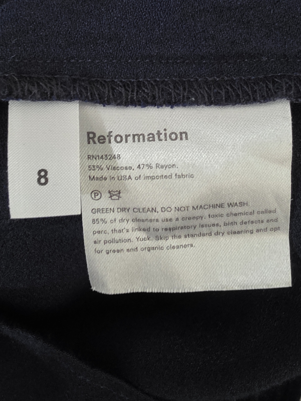 Reformation Marina Jumpsuit Navy Cap-Sleeve Button-Front Wide Leg Womens 8 - Picture 11 of 13